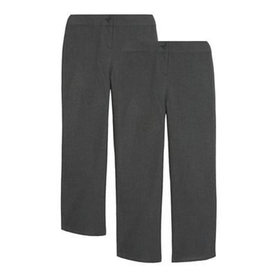 Debenhams Girls' pack of two grey generous fit school trousers